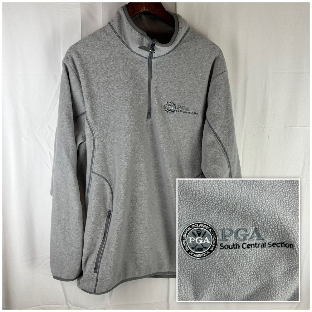 Antigua Fleece Pullover Men XL Gray PGA South Central Section Quarter Zip 100604
